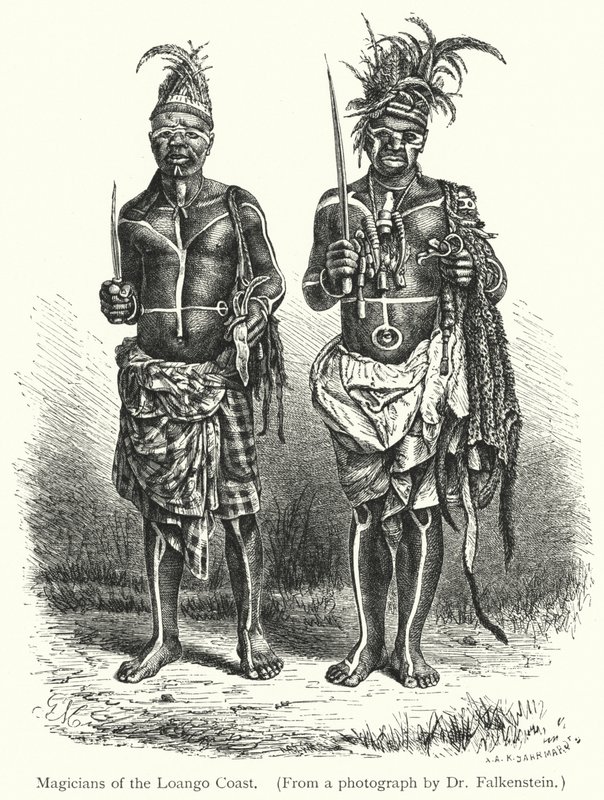 Tovenaars van de Loango-kust (gravure) door European School