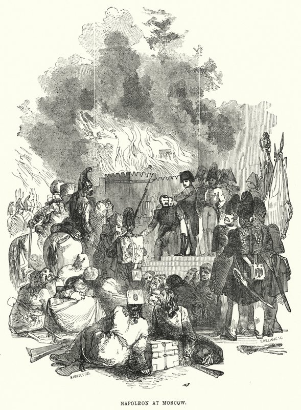 Napoleon in Moskou (gravure) door European School