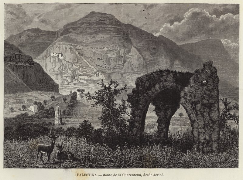 Palestina, Berg van de Verzoeking, vanaf Jericho door European School