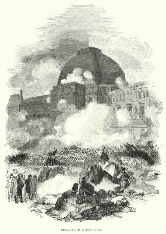Bestorming van de Tuilerieën (gravure) door European School