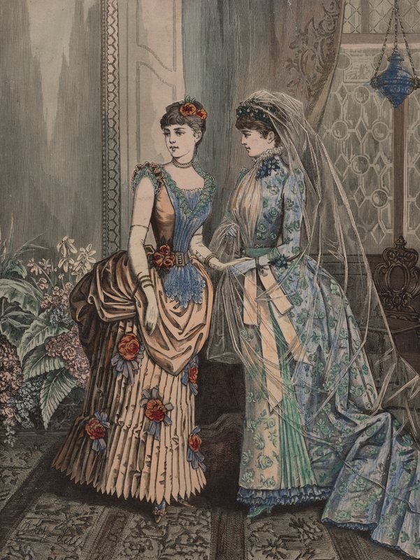 Twee vrouwen in Victoriaanse kleding door European School