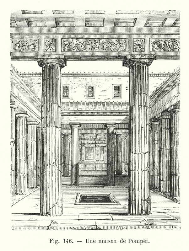 Een huis in Pompeii (gravure) door European School