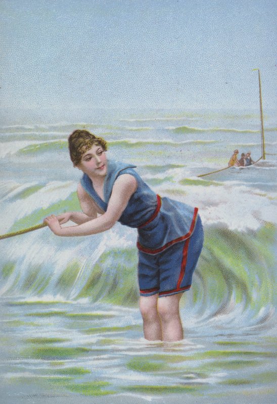 Vrouw die zich baadt aan zee door European School