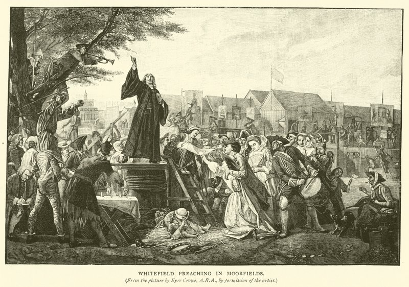 Whitefield die predikt in Moorfields door Eyre Crowe