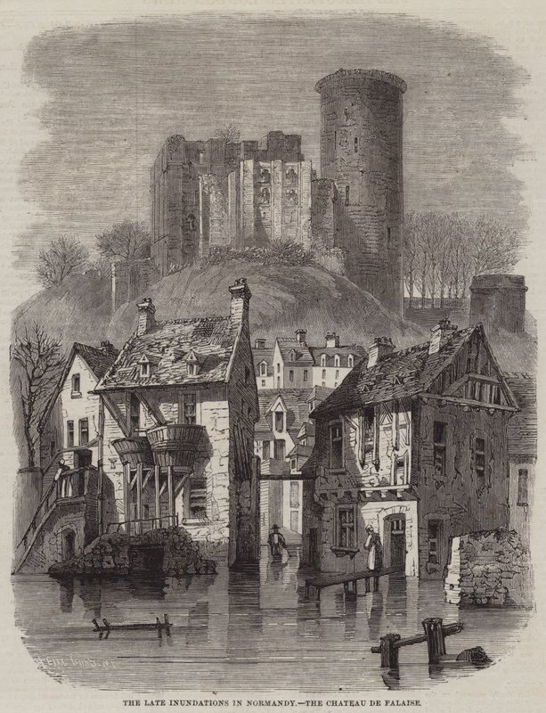De Laatste Overstromingen in Normandië, het Kasteel van Falaise door Felix Thorigny