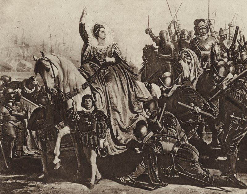 Koningin Elizabeth bij Tilbury door Ferdinand II Piloty