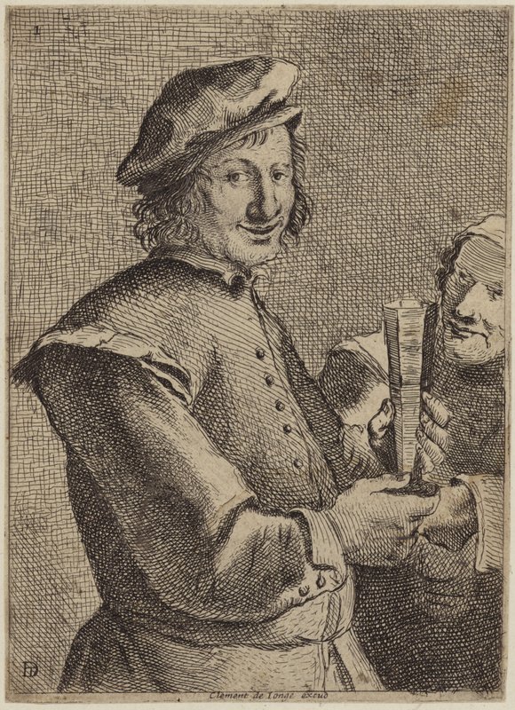 Portret van een lachende jonge man door Flemish School