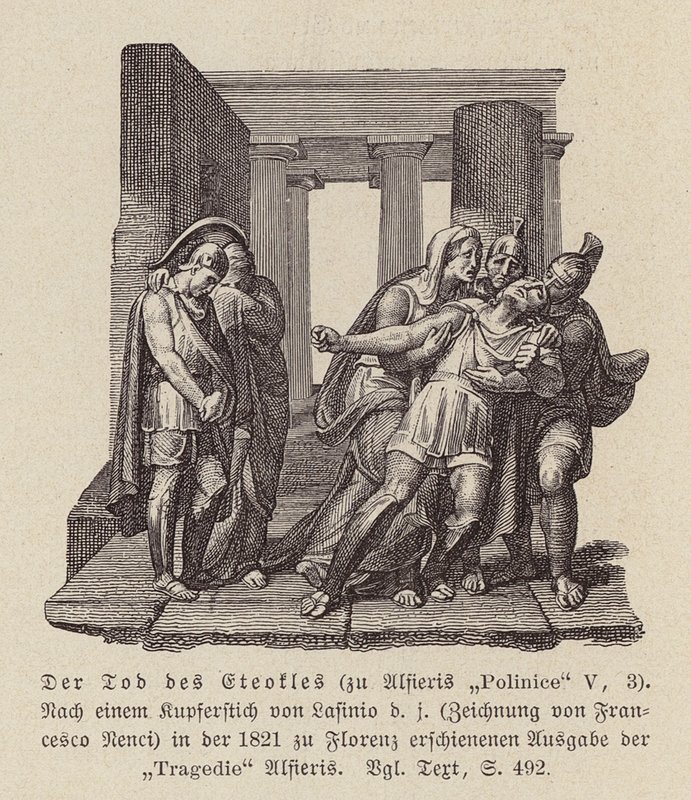 De dood van Eteocles door Francesco Nenci