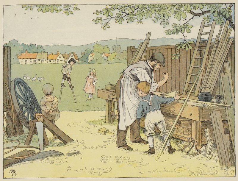 Timmerman (kleurenlitho) door Francis Donkin Bedford