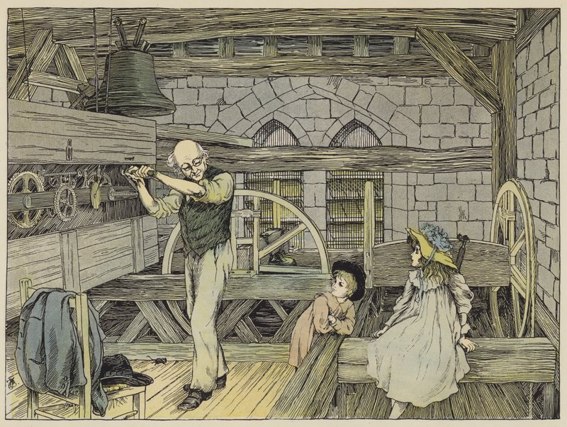 Klok-Winder (kleurenlitho) door Francis Donkin Bedford