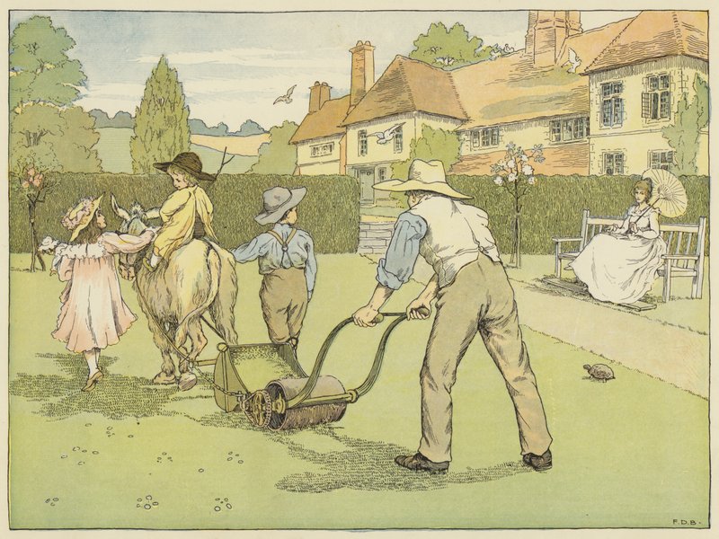 Tuinman (kleurenlitho) door Francis Donkin Bedford