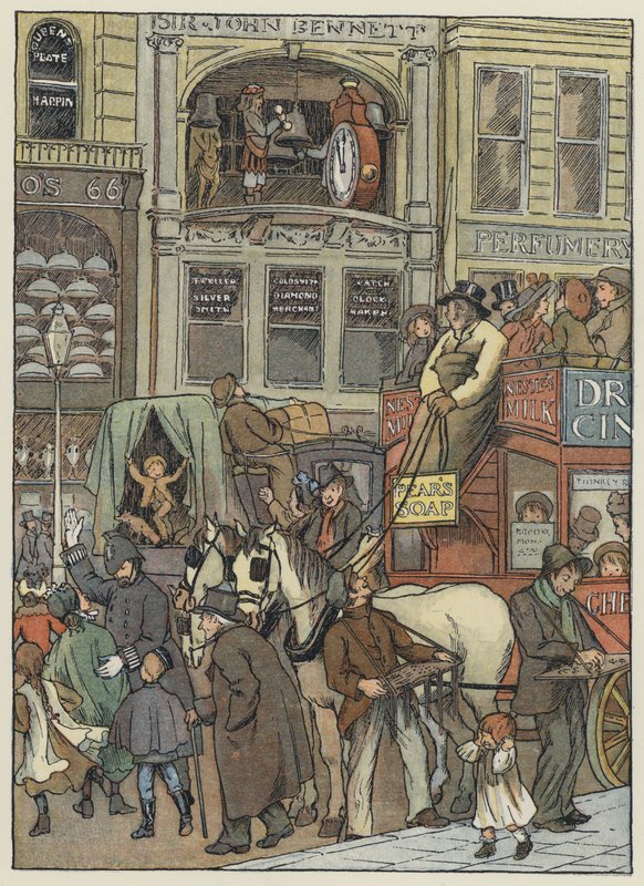 Londen: In Cheapside (kleurenlitho) door Francis Donkin Bedford