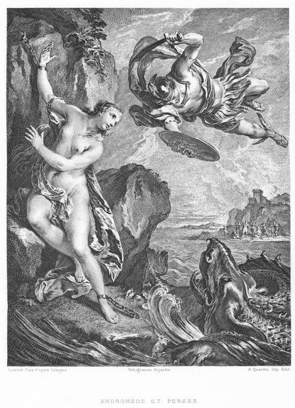 Andromeda en Perseus (gravure) door Francois (after) Boucher