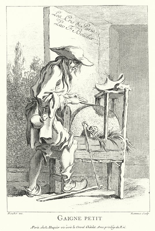 Messenslijper (gravure) door Francois (after) Boucher