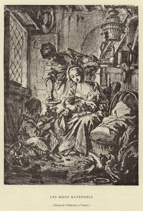 Moederlijke zorgen door Francois (after) Boucher