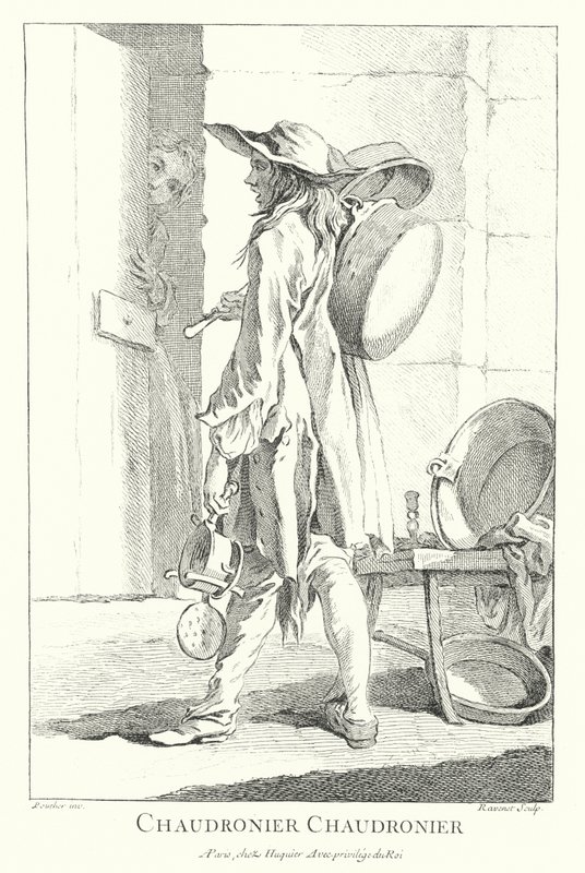 Potten- en pannenverkoper door Francois (after) Boucher