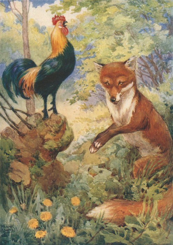 Chanticleer en Dan Russell, uit The Canterbury Tales van Geoffrey Chaucer door Frank Adams