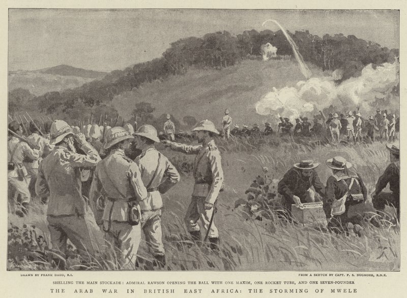 De Arabische Oorlog in Brits Oost-Afrika, de Bestorming van Mwele door Frank Dadd