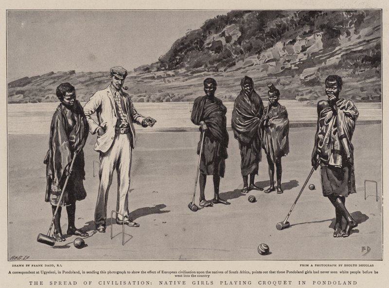 De Verspreiding van de Beschaving, Inheemse Meisjes die Croquet spelen in Pondoland door Frank Dadd