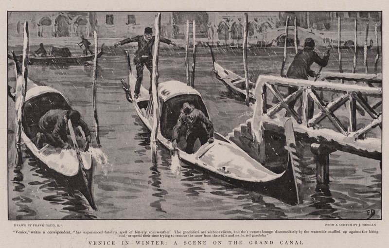 Venetië in de Winter, een Scène aan het Canal Grande door Frank Dadd