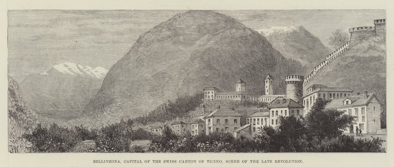 Bellinzona, hoofdstad van het Zwitserse kanton Ticino, scène van de recente revolutie door Frank Watkins