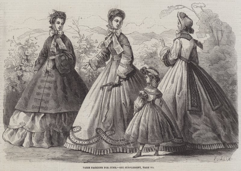 Parijse mode voor juni door Frederic Theodore Lix