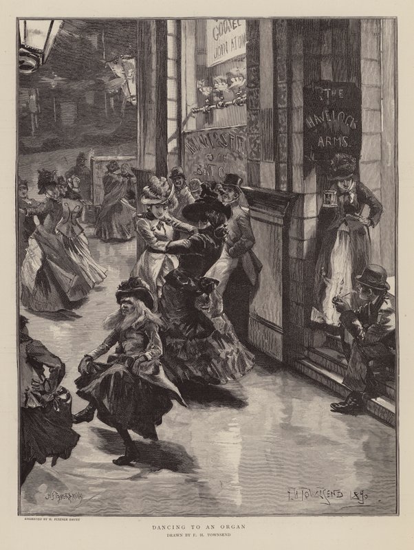 Dansen op een orgel door Frederick Henry Townsend