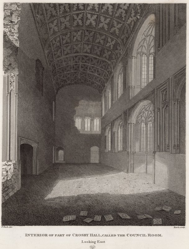 Interieur van een deel van Crosby Hal door Frederick Nash