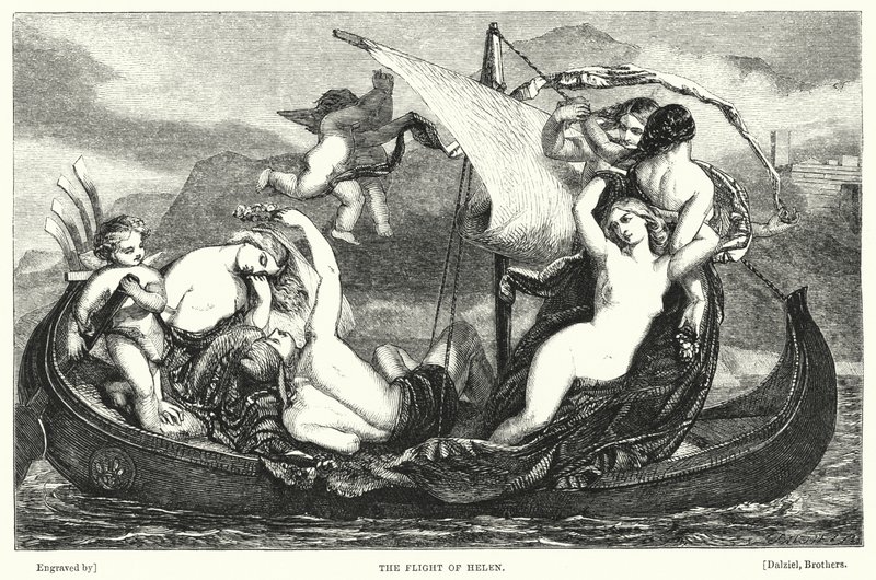De vlucht van Helena (gravure) door Frederick Richard Pickersgill