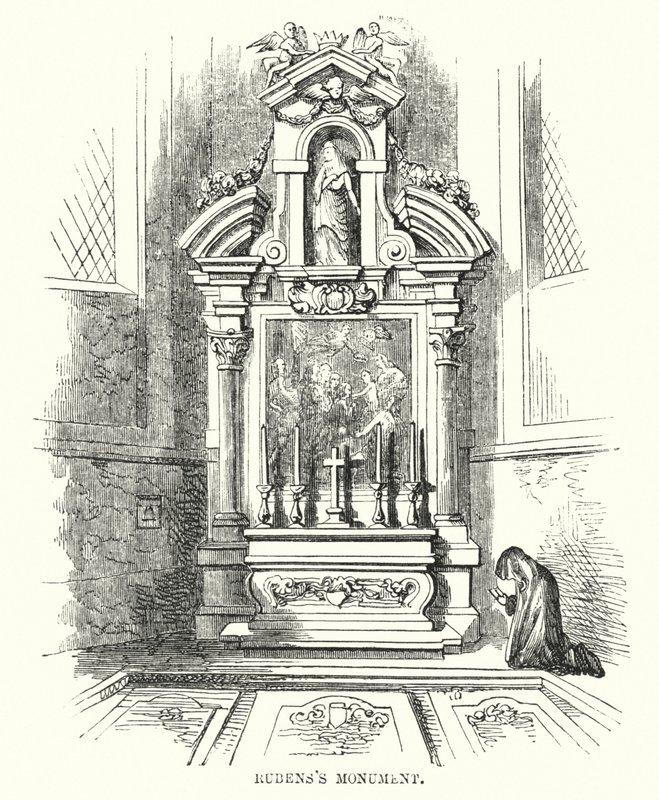 Monument van Rubens (gravure) door Frederick William Fairholt