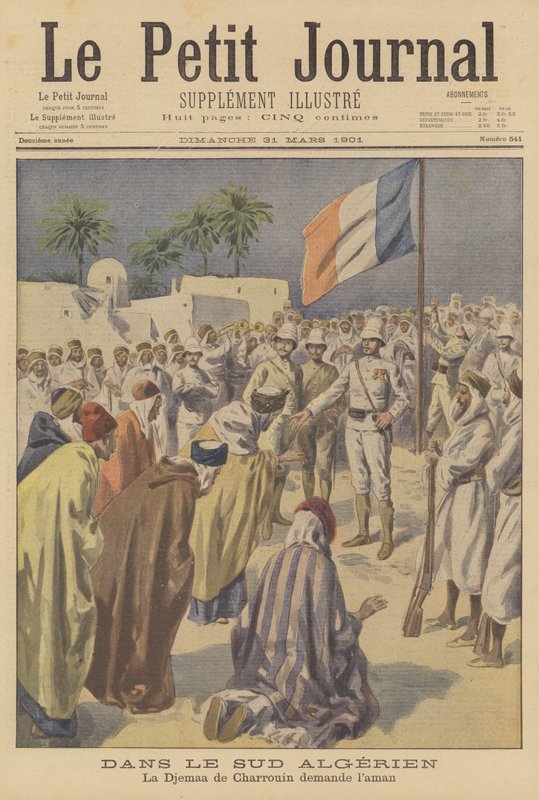 Een rebellenleider geeft zich over aan de Fransen in Zuid-Algerije door French School