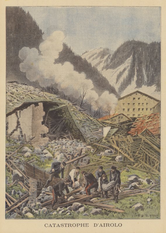 Catastrofale aardverschuiving in Airolo, Zwitserland door French School