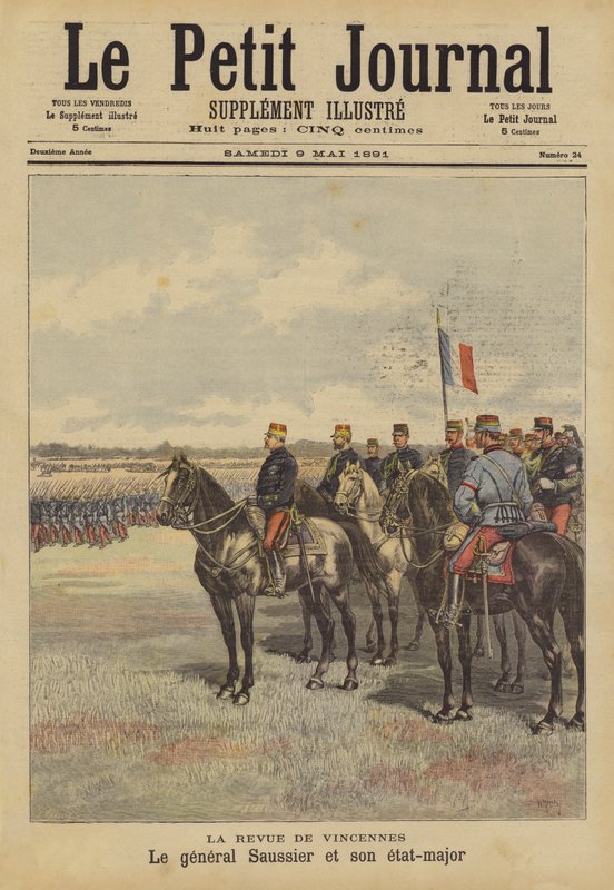 Generaal Saussier en zijn staf bij de review van het Franse leger in Vincennes door French School