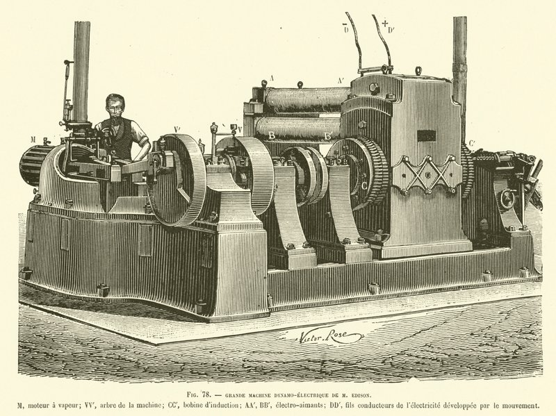 Grote dynamo-elektrische machine van M. Edison door French School