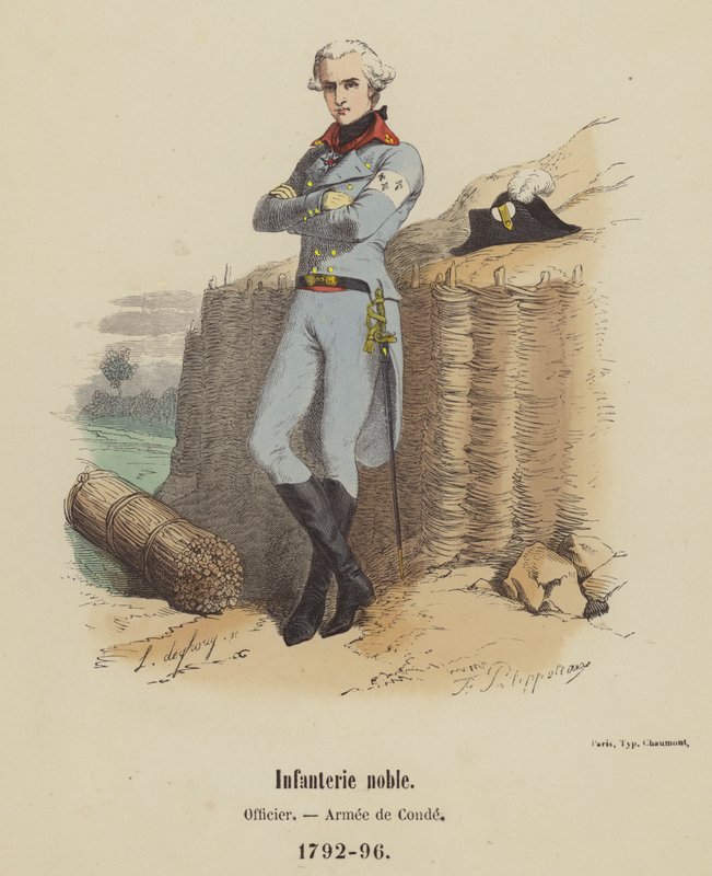 Adellijke infanterie, Officier, Armee de Conde, 1792-96 door French School