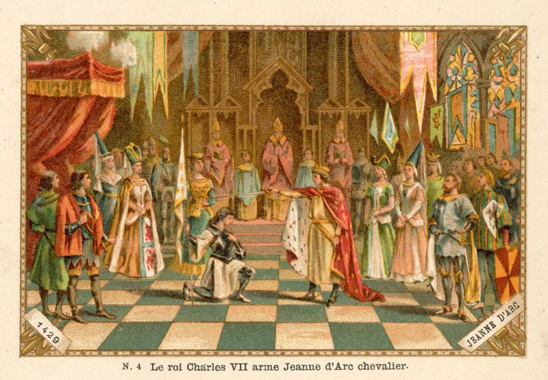 Koning Karel VII van Frankrijk slaat Jeanne d