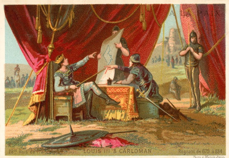 Lodewijk III en Carloman, koning der Franken door French School