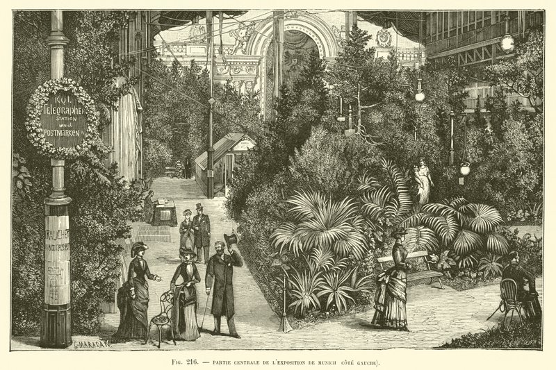 Centrale deel van de tentoonstelling van München, linkerkant door French School