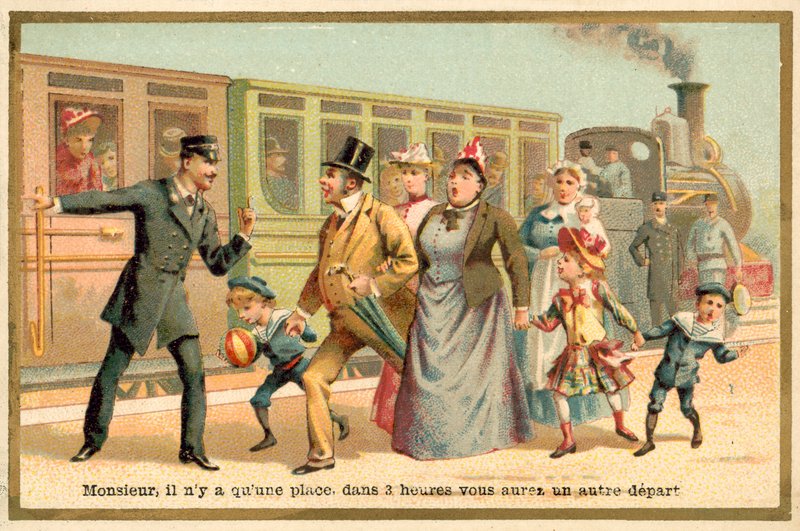 Meneer, er is slechts plaats voor één. Een andere trein vertrekt over drie uur door French School
