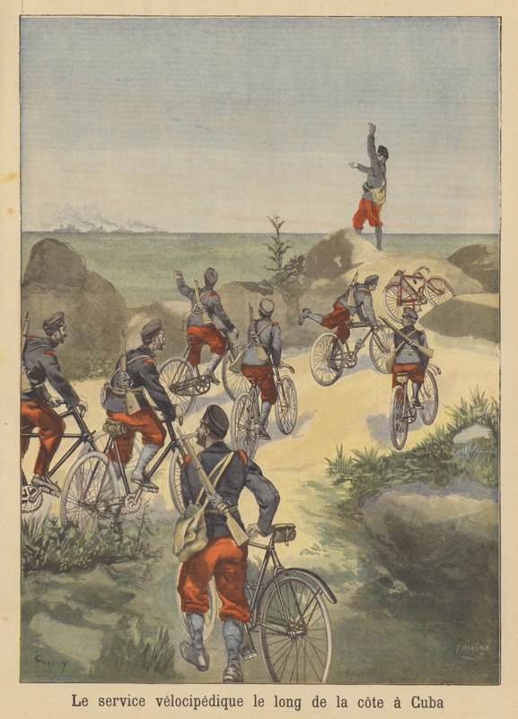 Spaanse fietstroepen aan de Cubaanse kust tijdens de Spaans-Amerikaanse Oorlog door French School