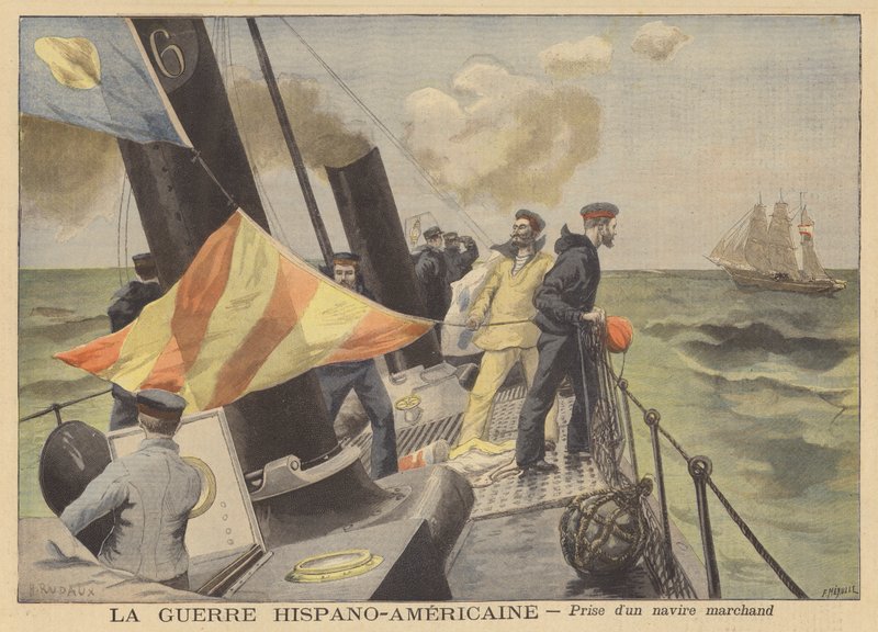 De Spaans-Amerikaanse Oorlog: verovering van een koopvaardijschip door French School