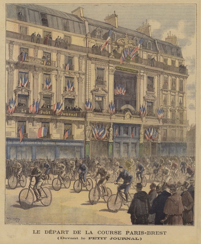 De start van de Parijs-Brest wielerwedstrijd door French School