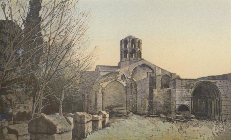 Arles, Les Alyscamps, Sint-Honorat kerk door French Photographer