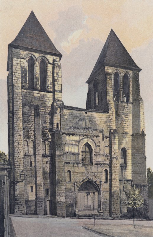 Chinon, Kerk Saint-Mexme, Westelijke Facade (School) door French Photographer