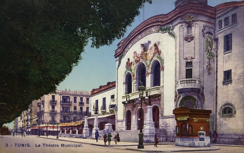 Gemeentelijk Theater, Tunis, Tunesië (gekleurde foto) door French Photographer