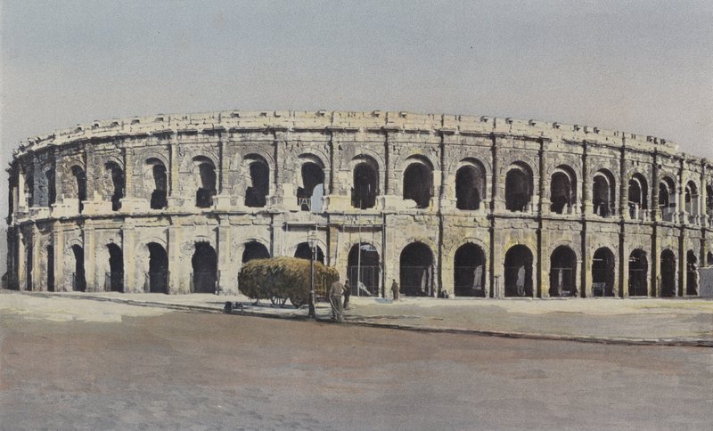 Nimes, Arena, Exterieur overzicht door French Photographer