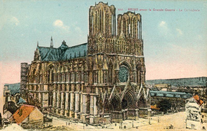 Rheims, Kathedraal, voor WW1 door French Photographer