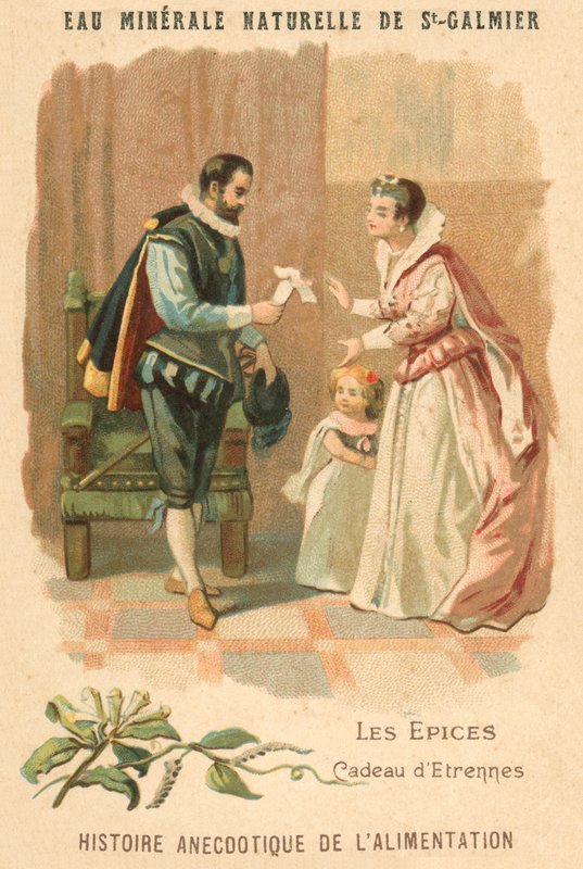 Een geschenk van specerijen (chromolitho) door French School