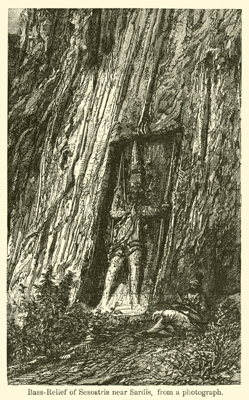 Bas-reliëf van Sesostris bij Sardis (gravure) door French School