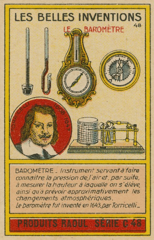 Kaart van mooie uitvindingen, barometers door French School